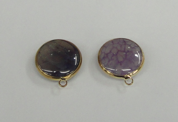 NGC391 18mm flat round agate gemstone connectors wholesale