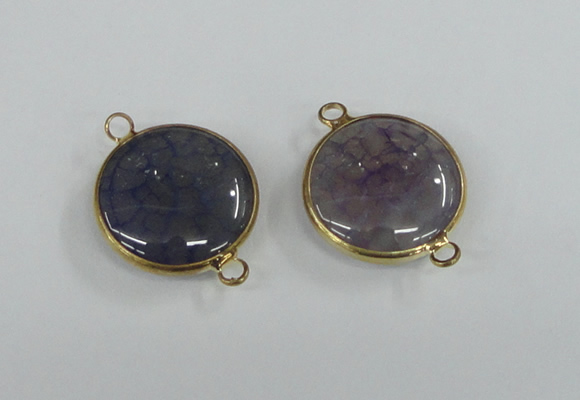 NGC396 18mm flat round agate gemstone connectors wholesale