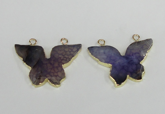 NGC407 30*40mm butterfly agate gemstone connectors wholesale