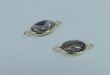 NGC457 10*14mm oval Botswana agate gemstone connectors wholesale