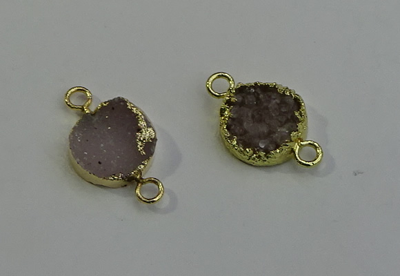 NGC5049 12mm - 14mm flat round druzy agate connectors