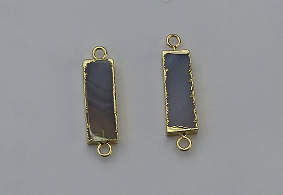 NGC5055 8*28mm - 10*30mm rectangle agate gemstone connectors