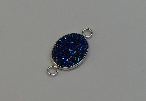 NGC5061 15*20mm oval plated druzy agate connectors wholesale