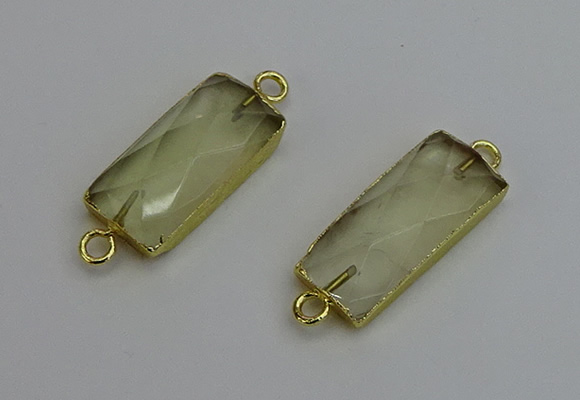 NGC5078 12*30mm - 15*35mm faceted rectangle lemon quartz connectors