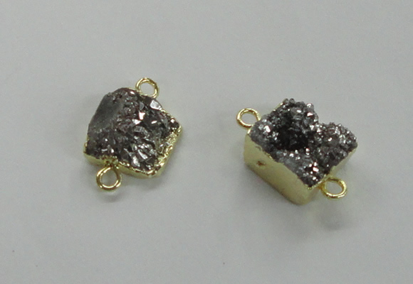 NGC508 8*10mm - 12*14mm freeform plated druzy agate connectors