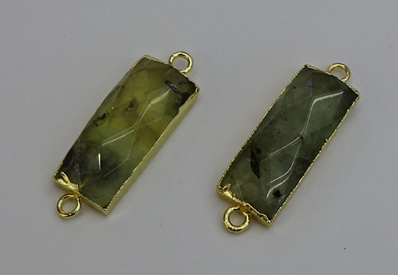 NGC5080 12*30mm - 15*35mm rectangle green rutilated quartz connectors