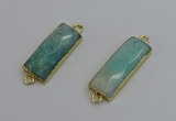 NGC5082 12*30mm - 15*35mm faceted rectangle amazonite connectors