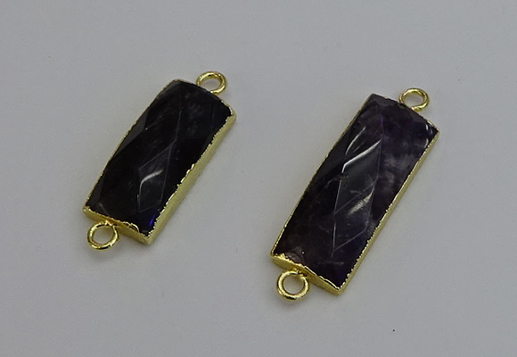 NGC5088 12*30mm - 15*35mm faceted rectangle amethyst connectors