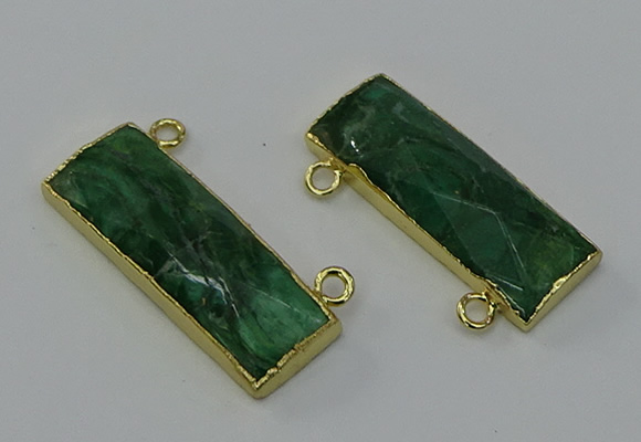 NGC5105 12*30mm - 15*30mm rectangle African green stone connectors