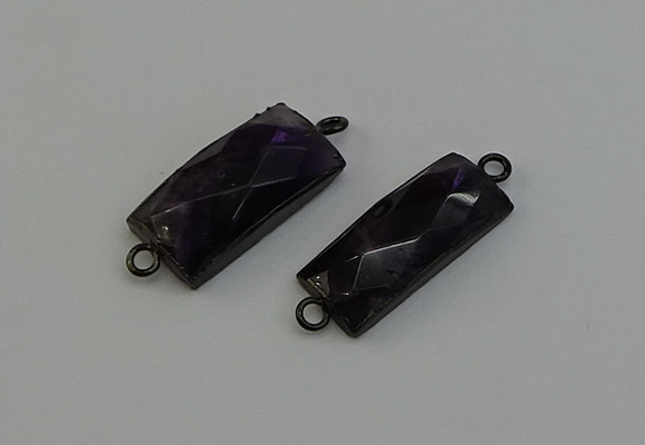 NGC5199 12*30mm - 15*30mm faceted rectangle amethyst connectors