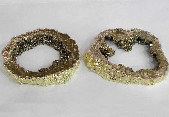 NGC521 45*50mm - 55*65mm freeform plated druzy agate connectors