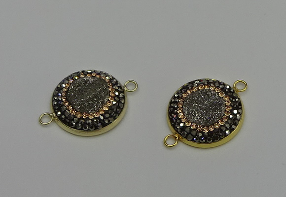 NGC5314 20mm - 22mm coin plated druzy agate connectors
