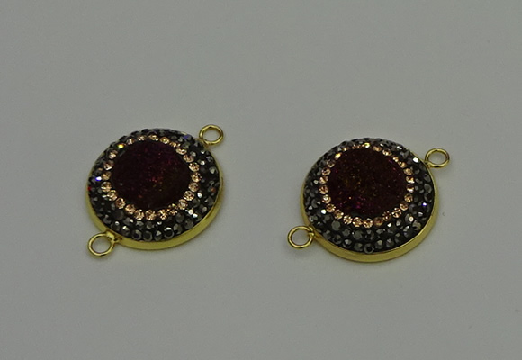 NGC5317 20mm - 22mm coin plated druzy agate connectors