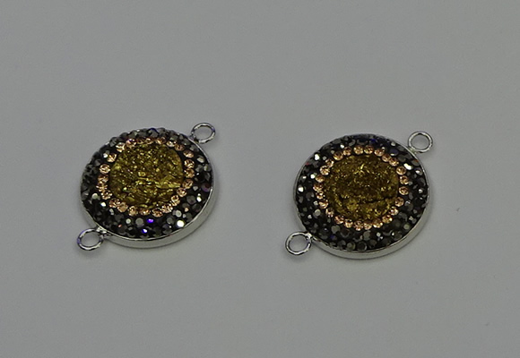 NGC5325 20mm - 22mm coin plated druzy agate connectors