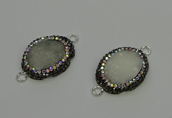 NGC5333 22*28mm oval plated druzy agate connectors wholesale
