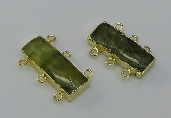 NGC5356 12*30mm - 15*30mm rectangle green rutilated quartz connectors