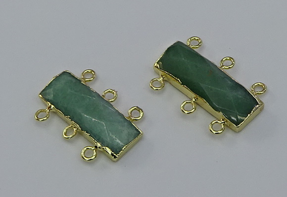 NGC5361 12*30mm - 15*30mm faceted rectangle green aventurine connectors