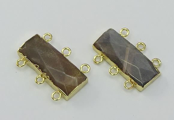 NGC5365 12*30mm - 15*30mm faceted rectangle moonstone connectors