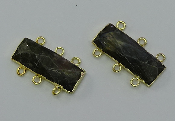 NGC5370 12*30mm - 15*30mm faceted rectangle labradorite connectors