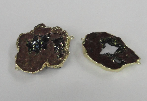 NGC538 25*35mm - 35*45mm plated druzy agate gemstone connectors