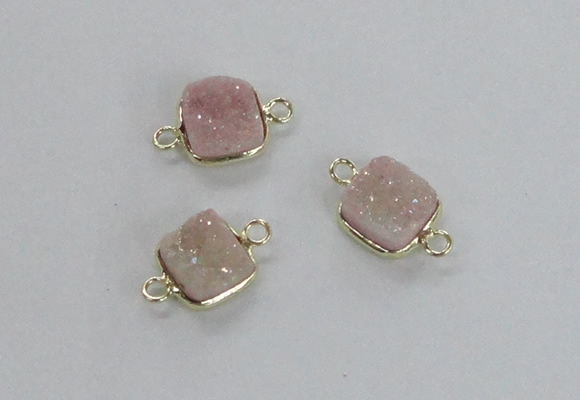 NGC546 8*8mm - 12*12mm square druzy agate connectors wholesale