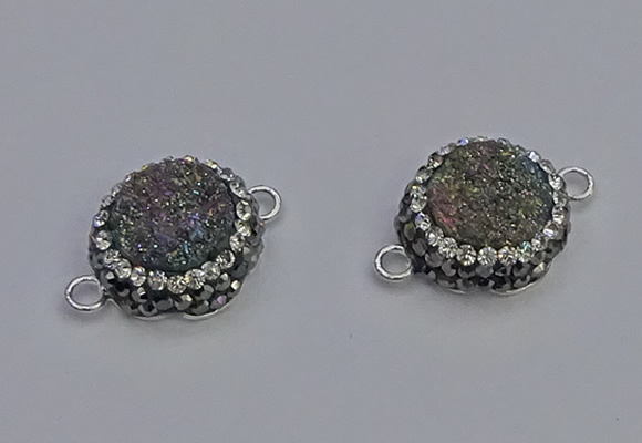 NGC5463 14mm - 15mm flower plated druzy agate connectors wholesale