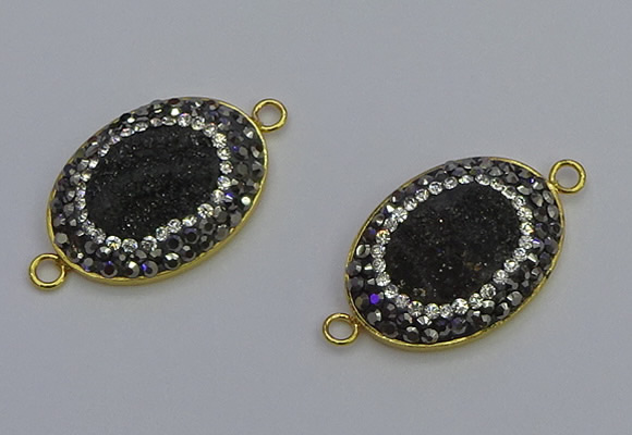 NGC5481 18*25mm oval plated druzy agate gemstone connectors