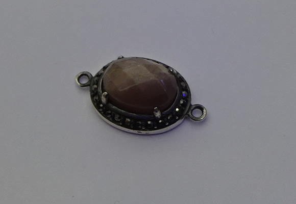 NGC5540 16*20mm oval moonstone gemstone connectors wholesale