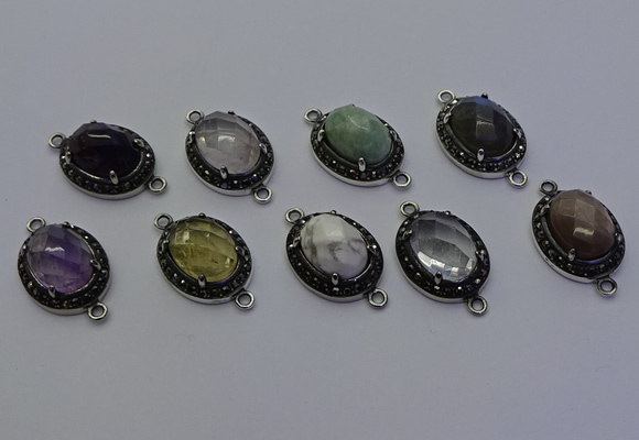 NGC5545 16*20mm oval mixed gemstone connectors wholesale