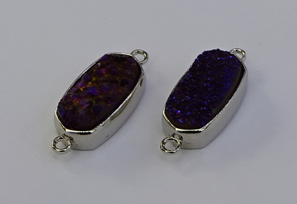 NGC5554 10*22mm - 12*25mm freeform plated druzy quartz connectors