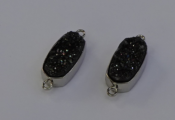 NGC5555 10*22mm - 12*25mm freeform plated druzy quartz connectors