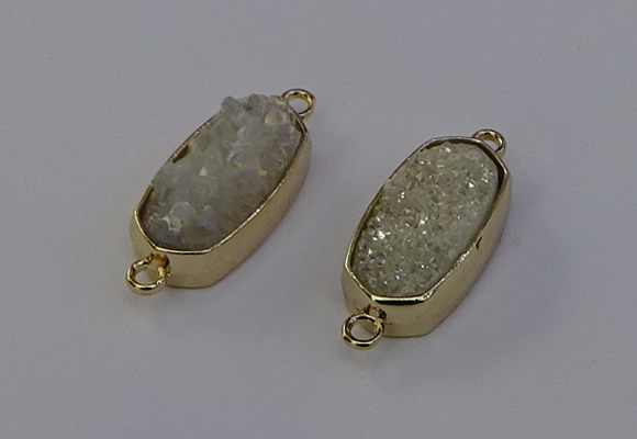 NGC5559 10*22mm - 12*25mm freeform plated druzy quartz connectors