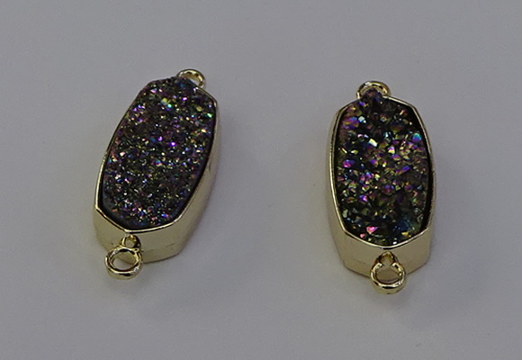 NGC5563 10*22mm - 12*25mm freeform plated druzy quartz connectors