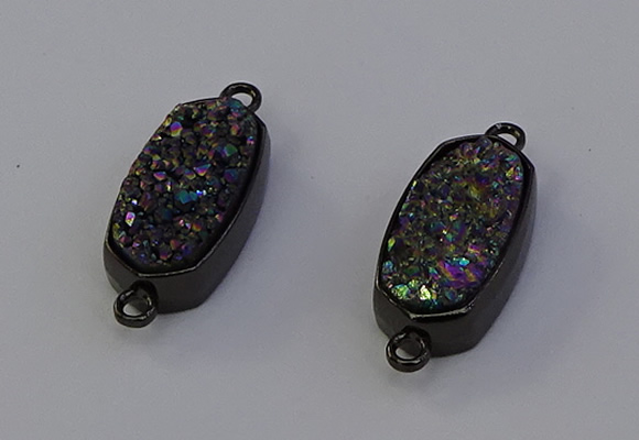 NGC5574 10*22mm - 12*25mm freeform plated druzy quartz connectors