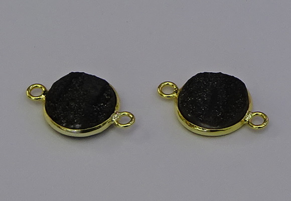 NGC5601 15mm - 16mm coin plated druzy agate connectors wholesale