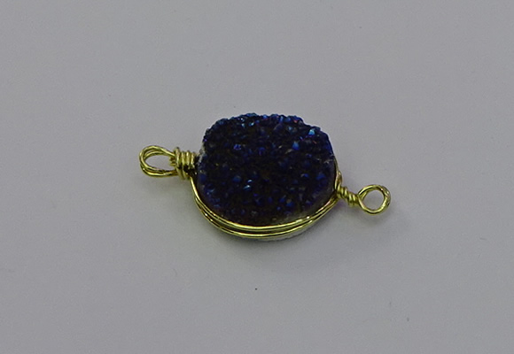 NGC5609 15mm - 16mm coin plated druzy quartz connectors wholesale
