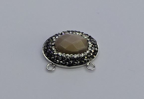 NGC5655 18*25mm faceted oval moonstone gemstone connectors