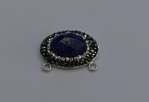 NGC5659 18*25mm faceted oval lapis lazuli gemstone connectors