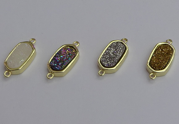 NGC5712 10*16mm freeform plated druzy quartz connectors