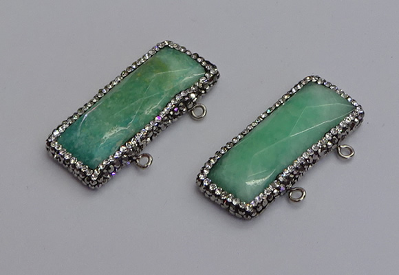 NGC5745 15*40mm rectangle amazonite gemstone connectors