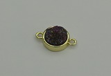 NGC5782 12mm coin plated druzy agate connectors wholesale