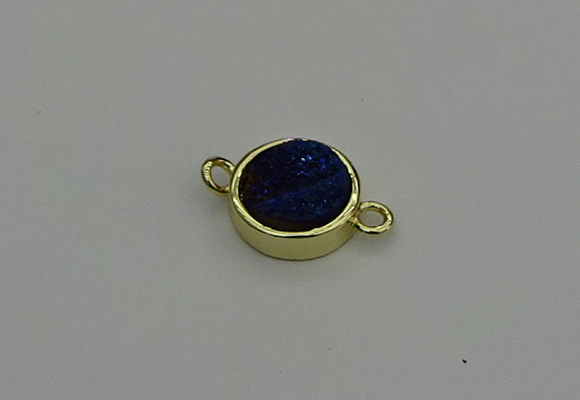 NGC5783 12mm coin plated druzy agate connectors wholesale