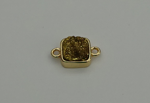 NGC5789 10*10mm square plated druzy agate connectors wholesale