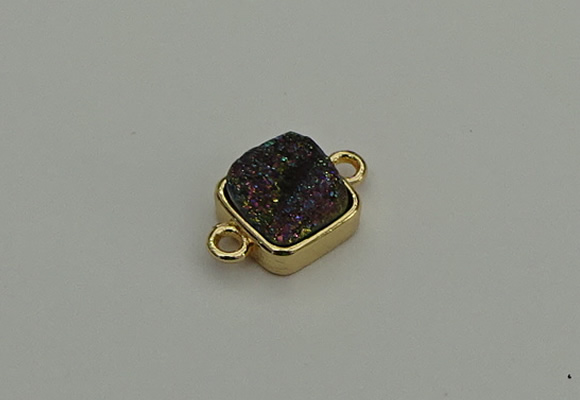 NGC5792 10*10mm square plated druzy agate connectors wholesale