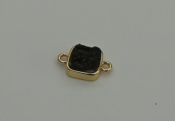 NGC5794 10*10mm square plated druzy agate connectors wholesale