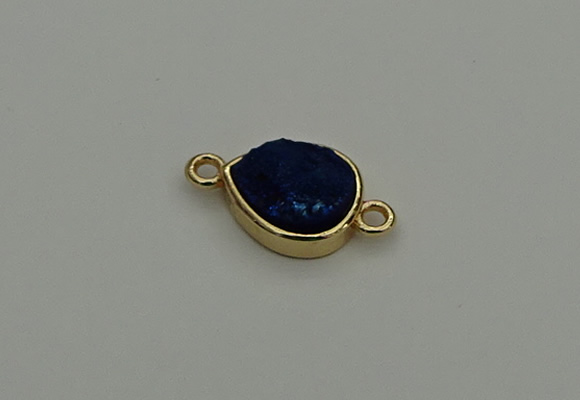 NGC5803 10*14mm flat teardrop plated druzy agate connectors