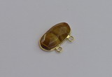NGC5822 13*25mm faceted oval yellow tiger eye connectors wholesale