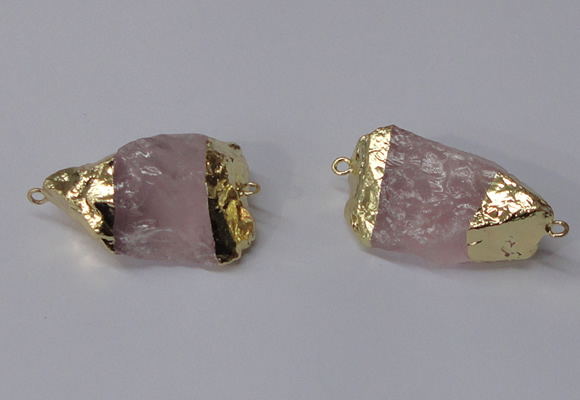 NGC583 18*25mm - 22*30mm nuggets rose quartz gemstone connectors