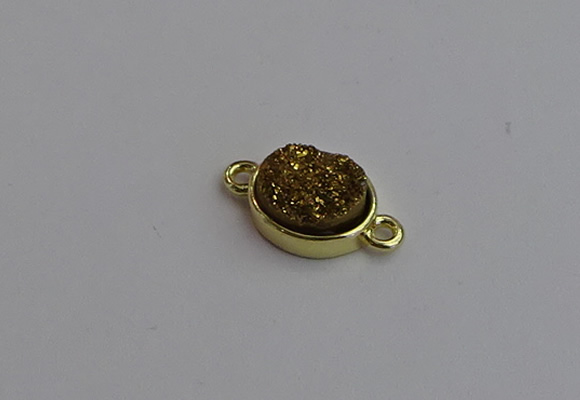NGC5841 11*13mm oval plated druzy agate connectors wholesale