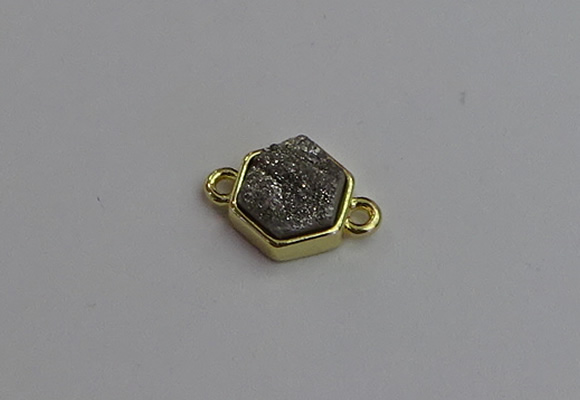 NGC5850 12*12mm hexagon plated druzy agate connectors wholesale